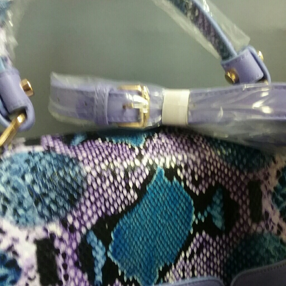 Snakeskin purse lavender purple turquoise blue - Picture 3 of 8